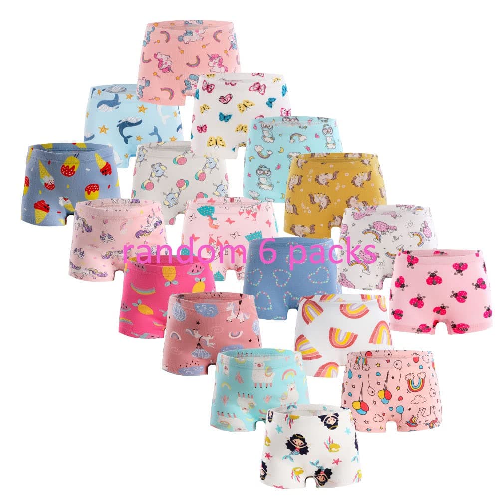Girls' Colourful Panties Assorted Pattern Cotton Random 6 Pack for 1-13 Years