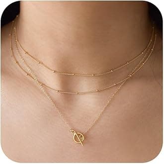 Turandoss Gold Chain Necklace for Women Trendy - Dainty 14K Real Gold Plated Cuban Necklace Snake Necklace Disc Chain Necklace Gold Multi Layered Paperclip Chain Necklace Gold Jewelry Gifts for Women