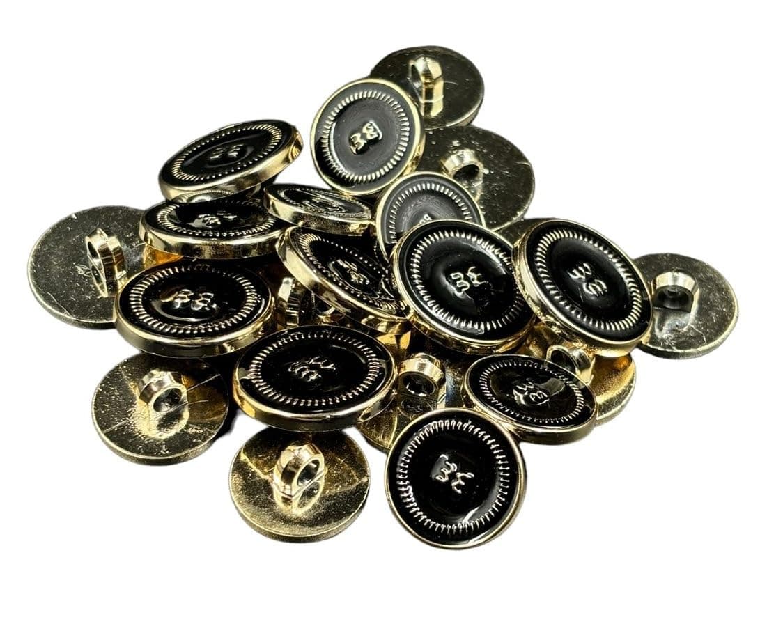 REENA Gold Black E PVC 6 Big+6 Small Fancy Synthetic Resin PVC Material Button Designer Buttons for Coats Shirts Blazers (Gold Black E PVC 6 Big+6 Small)