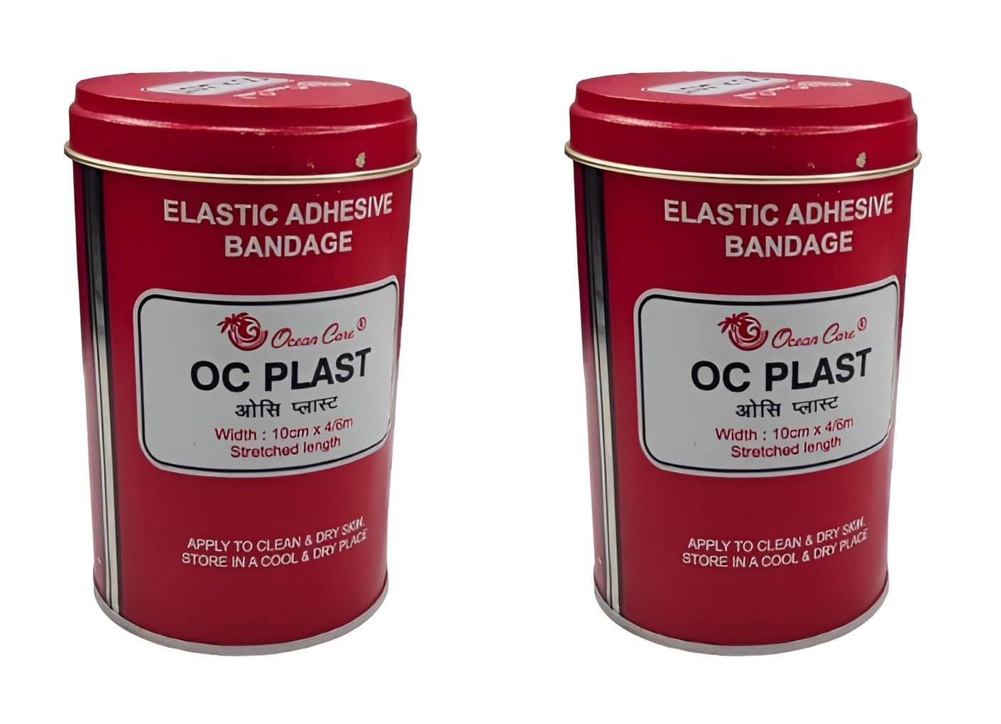 OC PLAST Elastic Adhesive Bandage | Width : 10 cm * 4/6 m | Stretched Length | Pack of 2