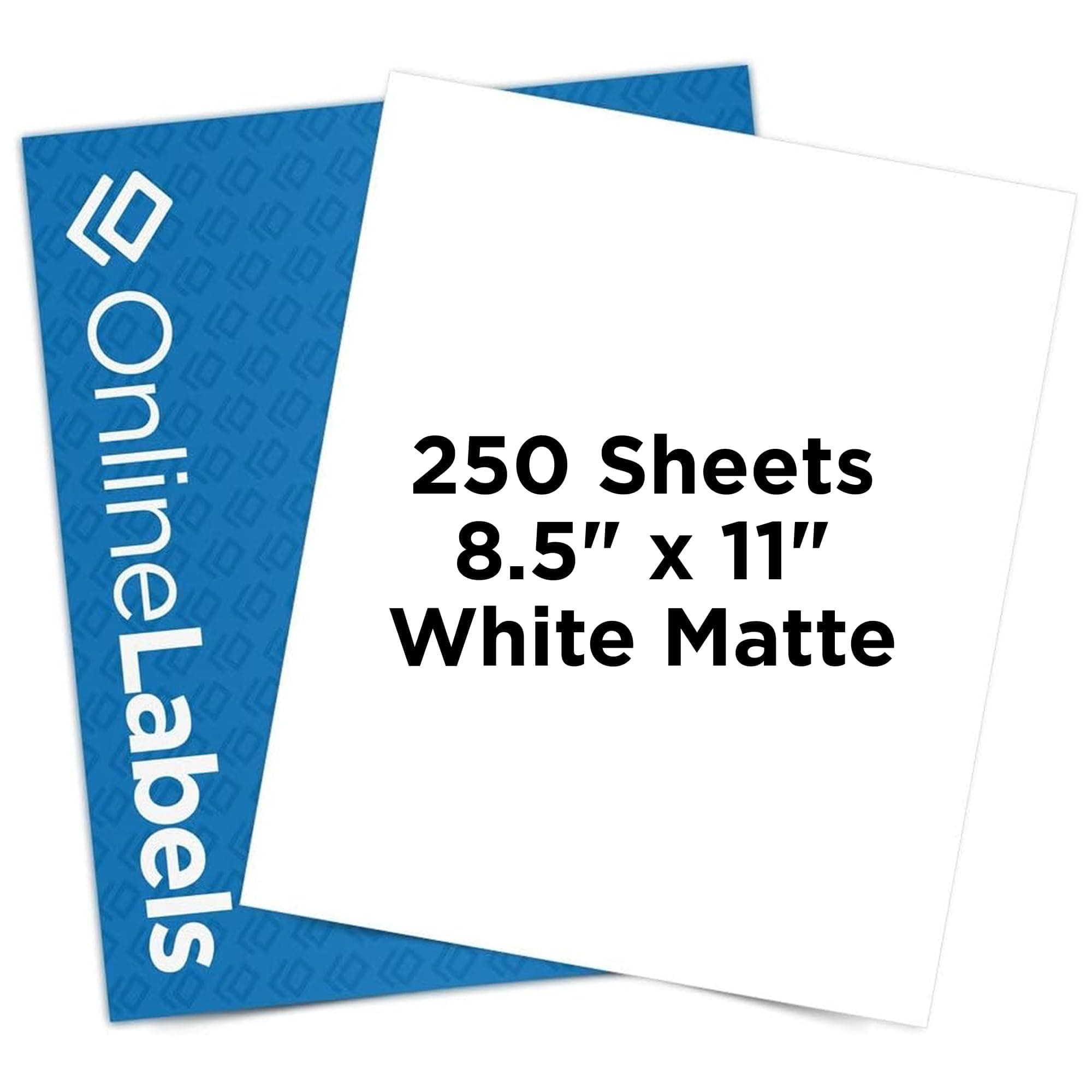 Sticker Paper, 250 Sheets, White Matte, 8.5" x 11" Full Sheet Label, Works with Inkjet and Laser Printer, Compatible with Electronic Cutting Machines, OL177WX, OnlineLabels