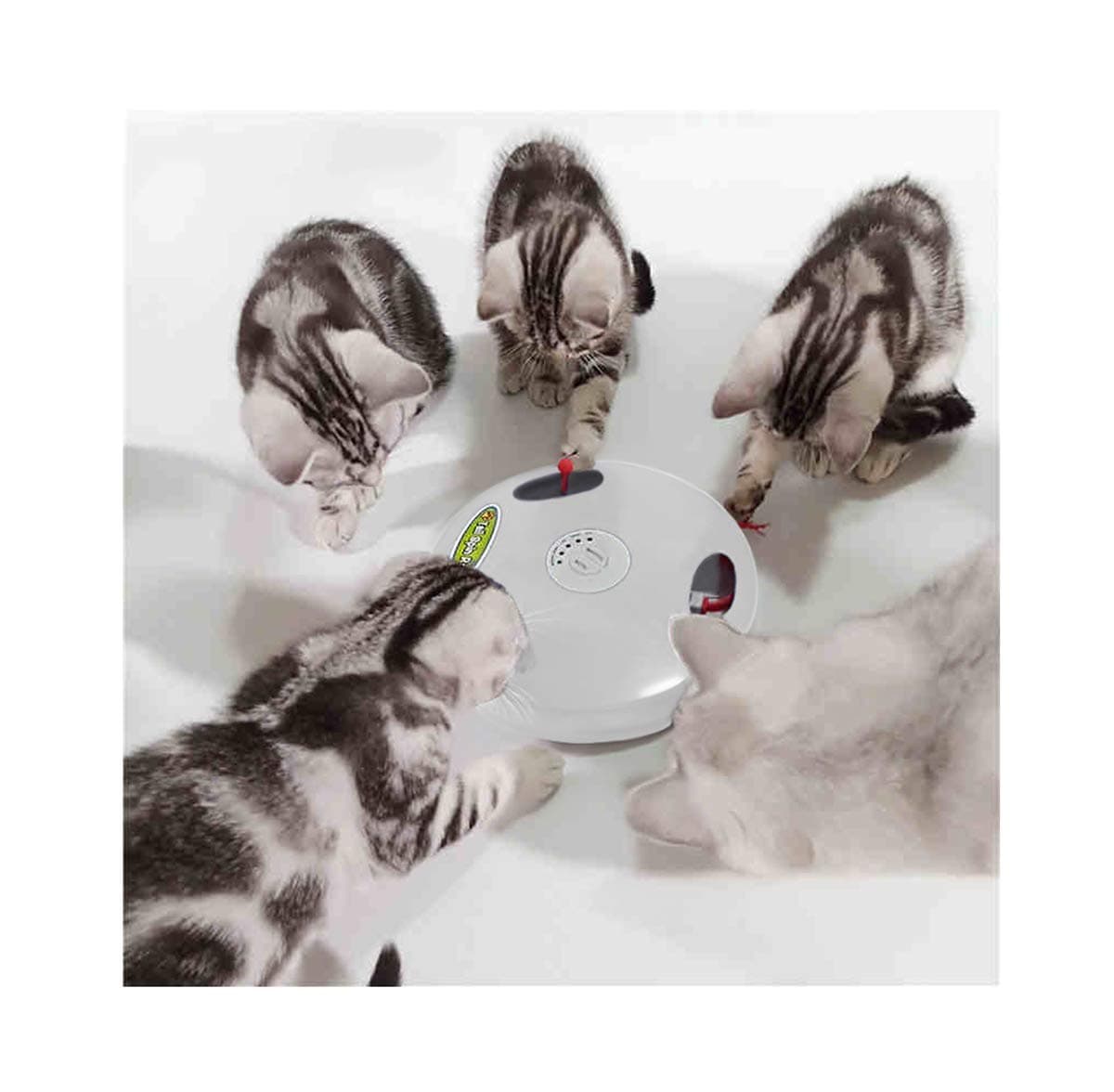 PetDroid Interactive Electronic Cat Toy, Hanging Concealed Motion Cat Mouse Tail Toy, 2ND Generation (White), Medium