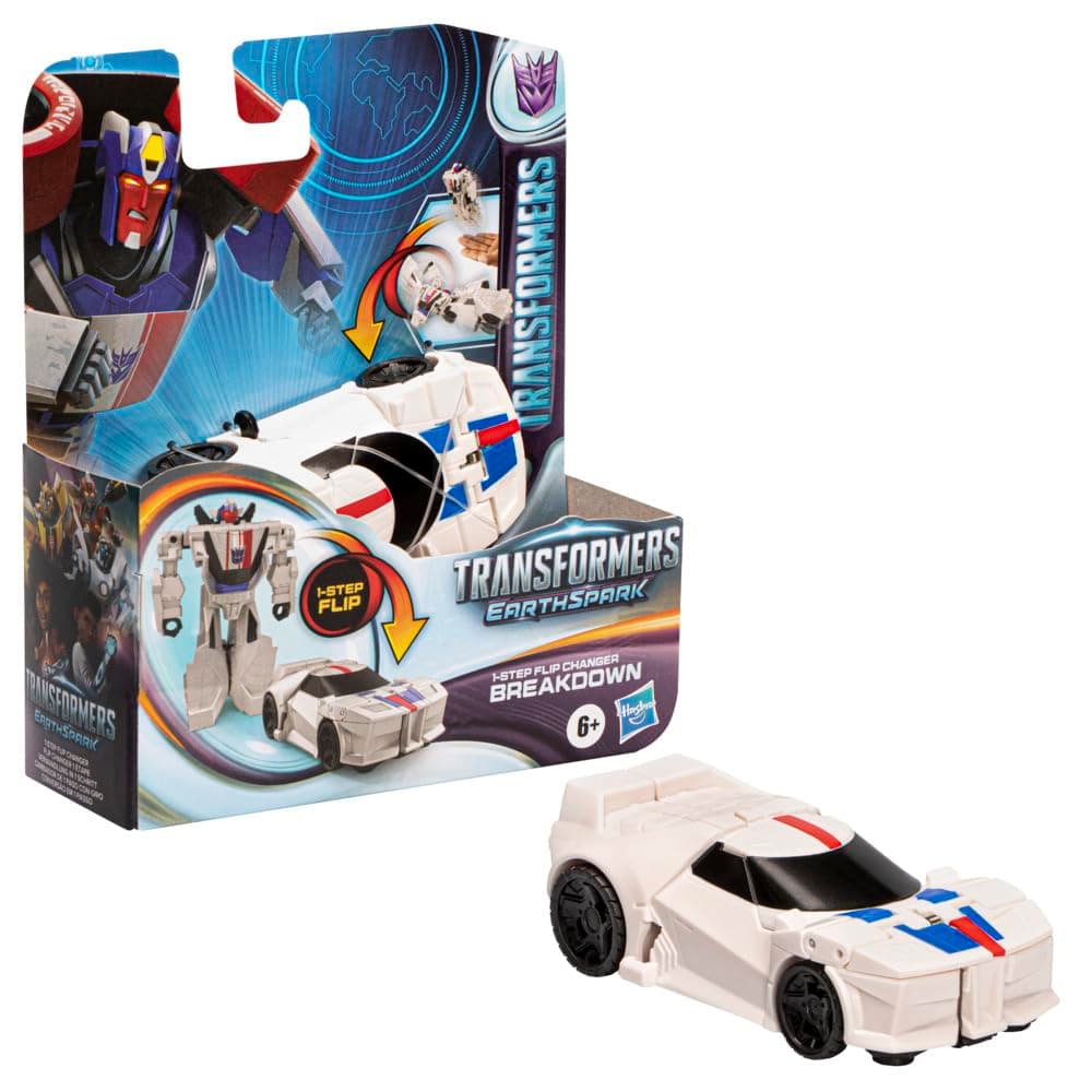 Transformers Toys EarthSpark 1-Step Flip Changer Breakdown, 4-Inch Action Figure, Robot Toys for Boys and Girls Ages 6 and Up