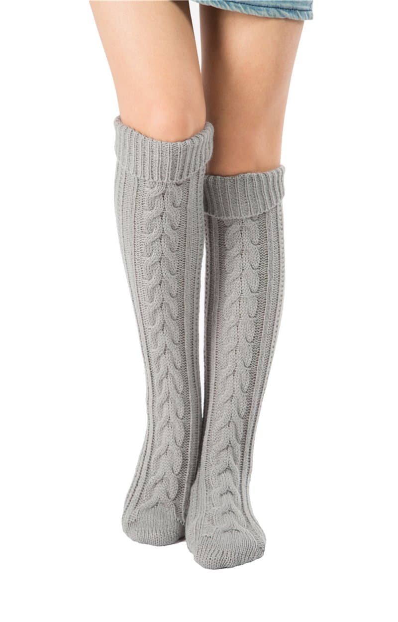 SherryDCWomen's Cable Knit Long Boot Stocking Socks Knee High Winter Leg Warmers