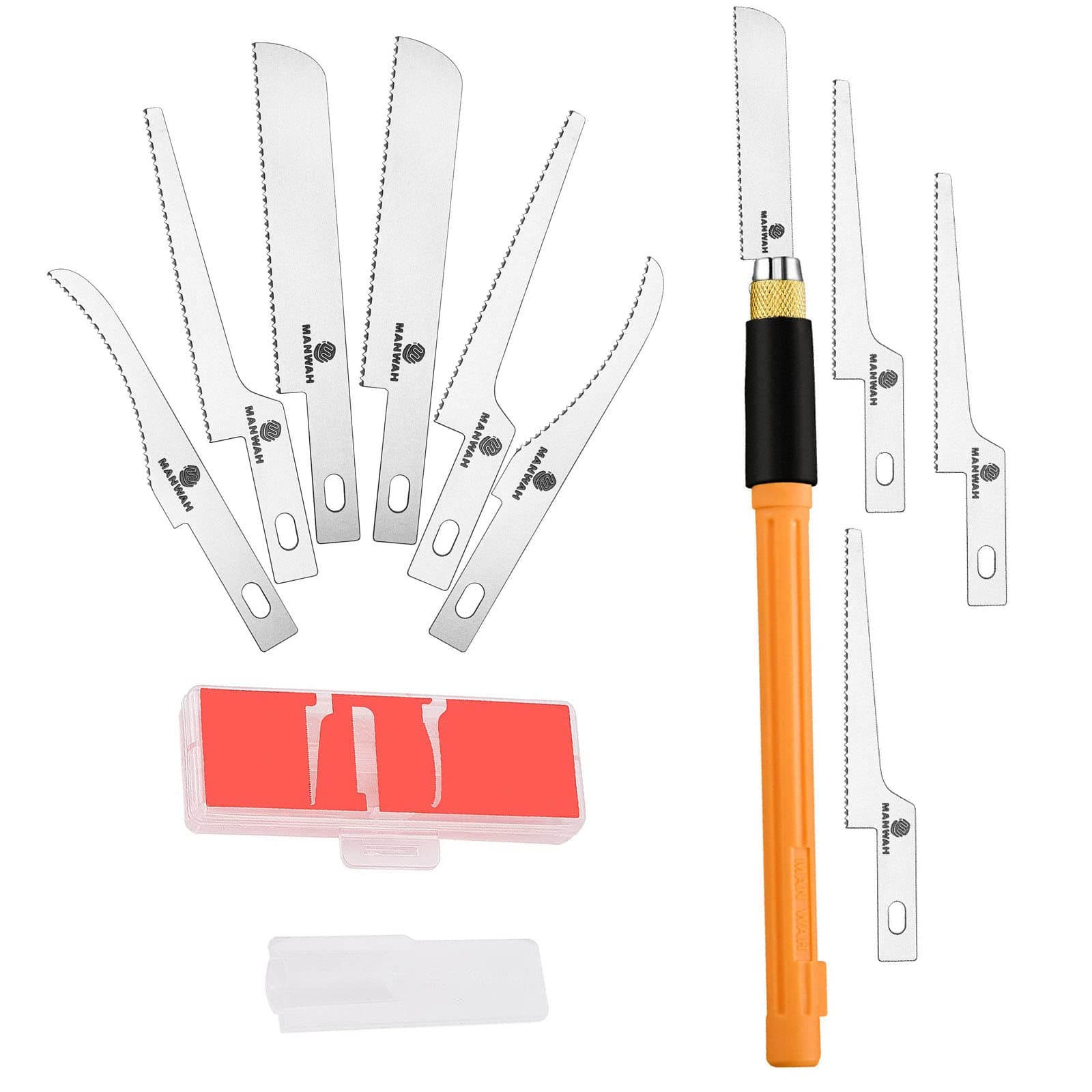 HBSTUDIO Mini Hand，Saw Model Craft Tools Modelling Knife Hobby DIY Razor Saw Hacksaw Tool Kit with 9 Pieces Craft Blades for Hand