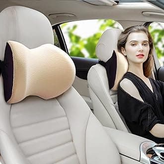 Beige Car Pillow for Neck Pain Relief