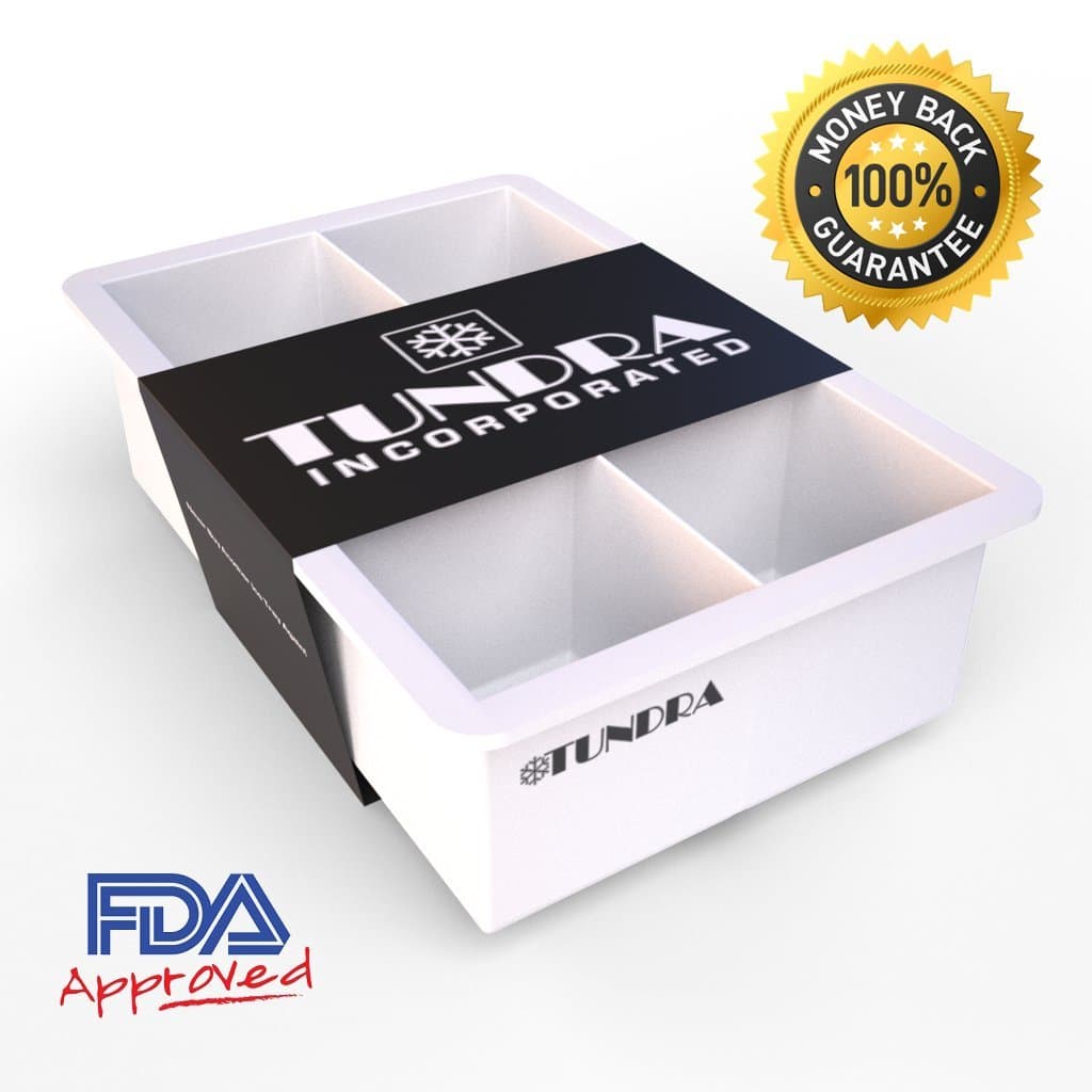 Tundra Extra Large Square Silicone Ice Cube Trays, White, Sold Individually, Lifetime Guarantee
