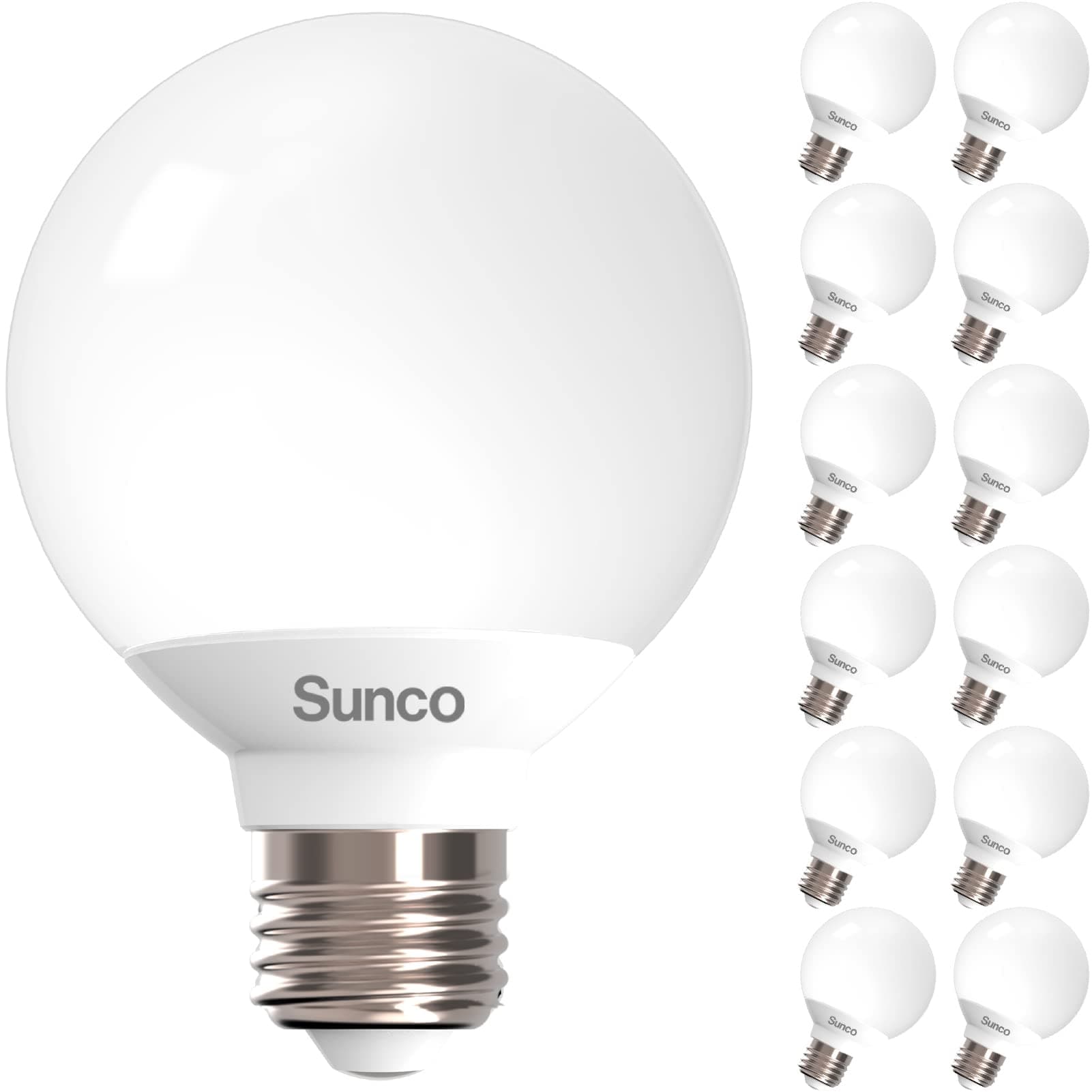 Sunco 12 Pack Vanity Globe Light Bulbs G25 LED for Bathroom Mirror 40W Equivalent 6W, 2700K Soft White, Dimmable, 450 LM, E26 Base, Round Frosted Decorative Bulb, UL & Energy Star Listed