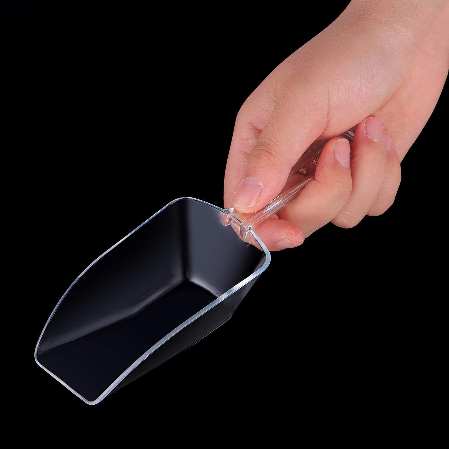 Hestya Multi-Purpose Plastic Clear Kitchen Scoops, Ice Scoop for Weddings, Candy Dessert Buffet, Protein Powders, Ice Cream, Coffee, Tea (6.5 Inches, 8 Pieces)