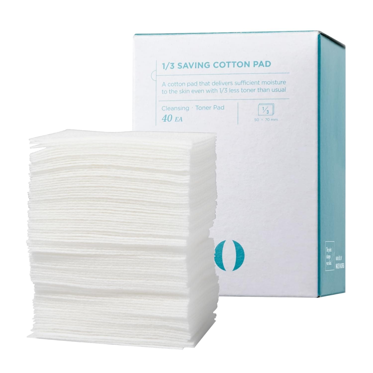 1/3 Saving Cotton Pad, Thin Layer Perfect for DIY Toner pad and mask, 40 Sheets, Korean Skincare (50 x 70mm)