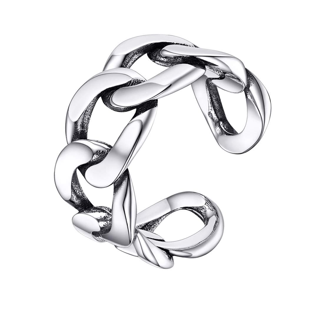 PROSILVER 925 Sterling Silver Adjustable Open Ring for Women, Solid Sterling Silver Stackable Ring, knuckle Finger Ring, Pinky Ring, Come with Box