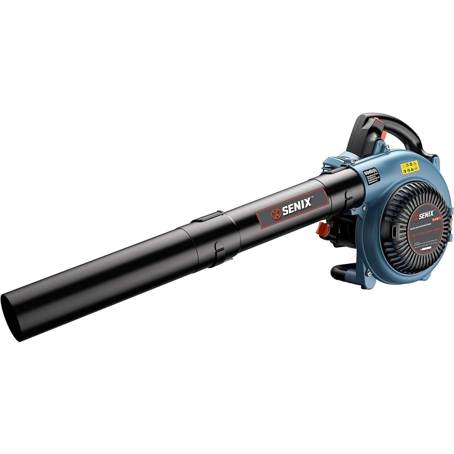 SENIX4QL 26.5 cc 4-Cycle Handheld Gas Powered Leaf Blower for Lawn Care Clean Up, Up to 410 CFM and 125 MPH, Light Weight, Dual Grip Handle, BL4QL-L, Blue