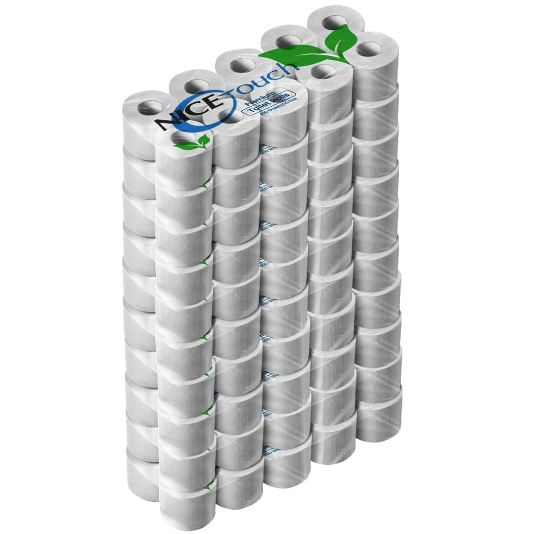 Nice Touch 2-Ply Plain Toilet Rolls, 100 X 400 Sheets Extra Saving Tissue Rolls - 40000 Premium 2-Ply Sheets, Ultra Soft Tissue Suitable for All Skin Types and Highly Absorbent