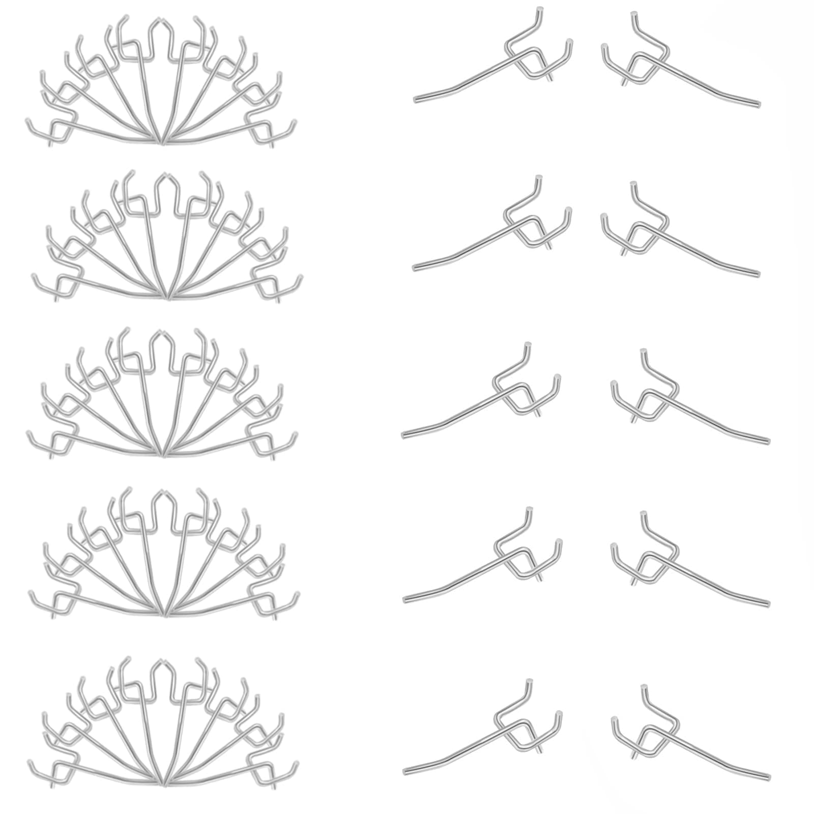 Sweet seven 50 Pack 2 Inch Pegboard Hooks - L Shape Metal Kit for 1/4" and 1/8" Pegboard - Utility Hooks for Organizing Tools, Garage, Kitchen, Office Storage