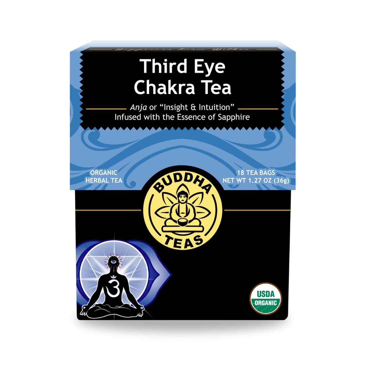 1 Pack : Organic Third Eye Chakra Tea - Kosher, Caffeine Free, GMO-Free - 18 Bleach Free Tea Bags