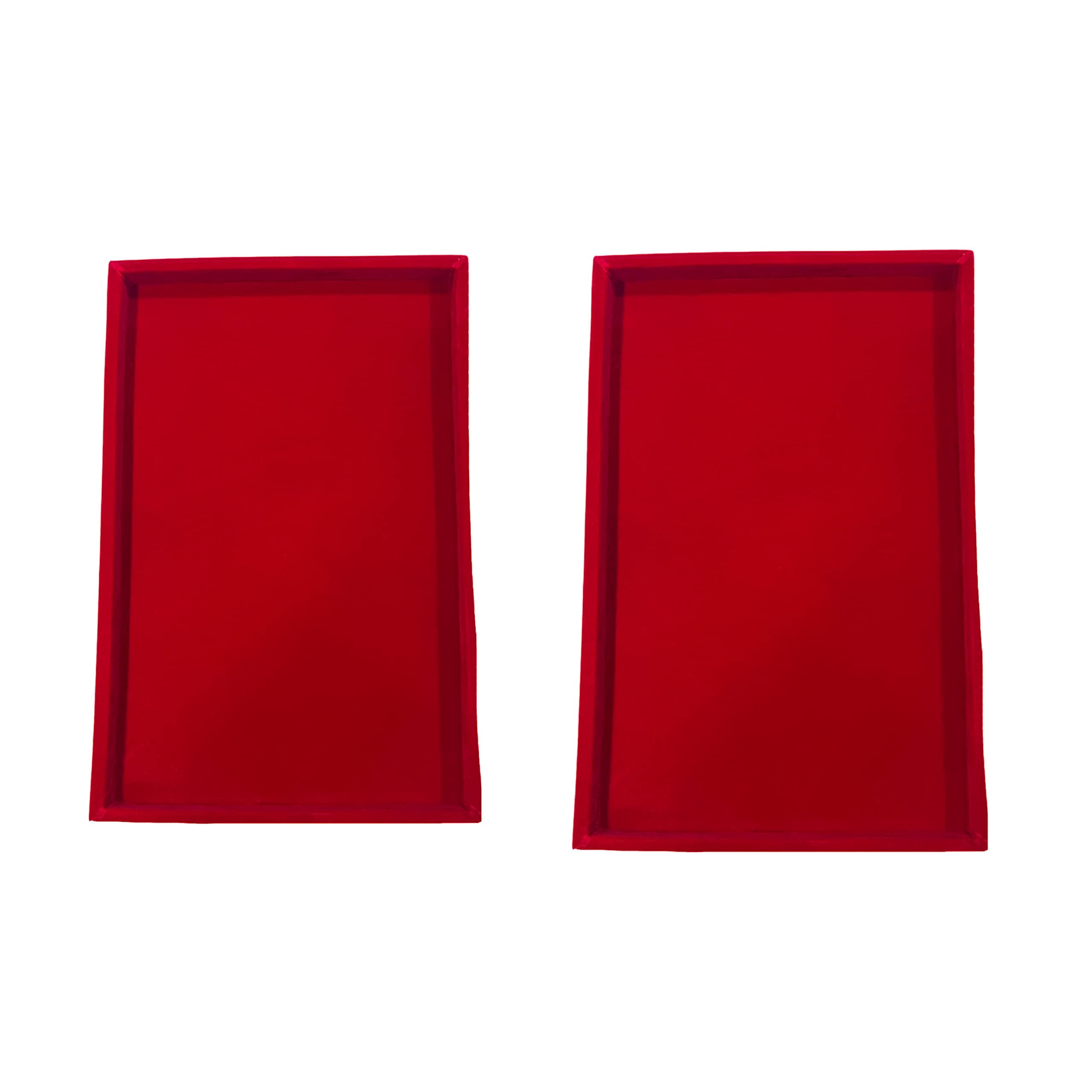 Johnson Tools Jewellery Display Organizer Tray/Beading Tray (pack of 2) for Gold and Silver Jewelry Display (9X13", .Red Velvet)