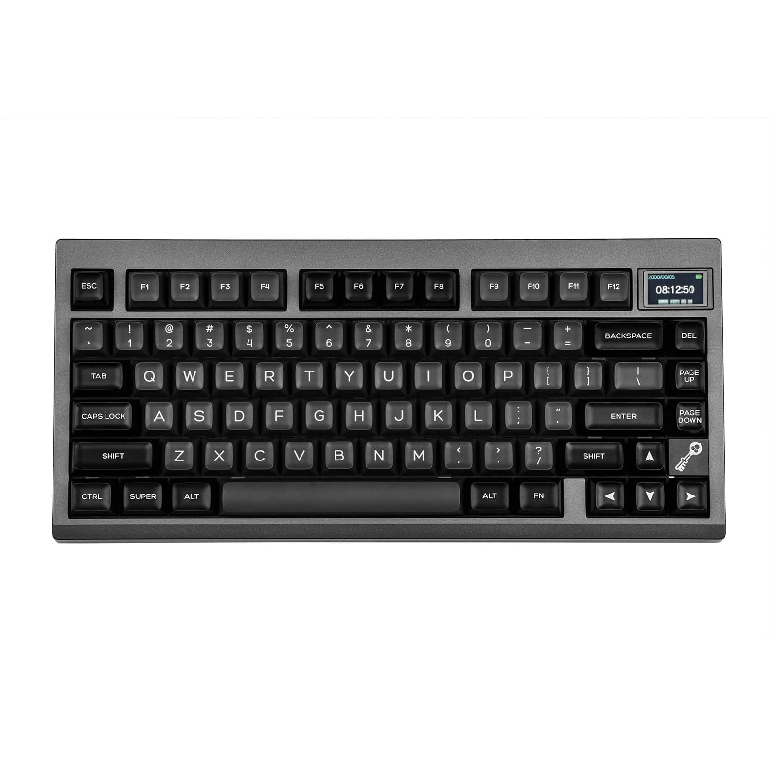 EPOMAKER TH80 PRO V2 Wireless Gaming Keyboard with Screen, BT5.0/2.4G/USB-C Gasket-Mounted Custom Keyboard, Hot Swappable, VIA Mechanical Keyboard for Win/MAC (Shadow Black, Sea Salt Silent Switch)
