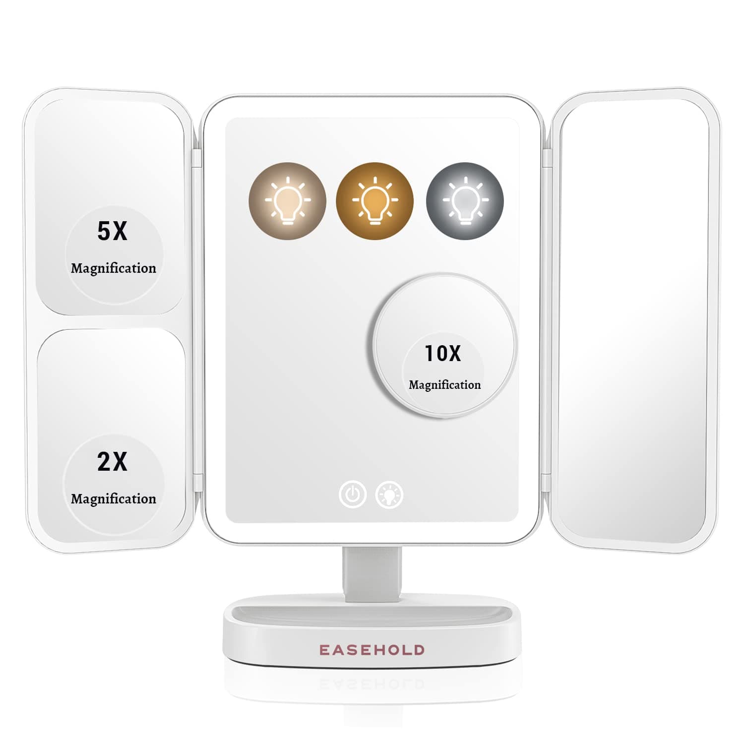 EASEHOLD Tri-Fold Illuminated Vanity Mirror Touch Screen Lighted Makeup Mirror