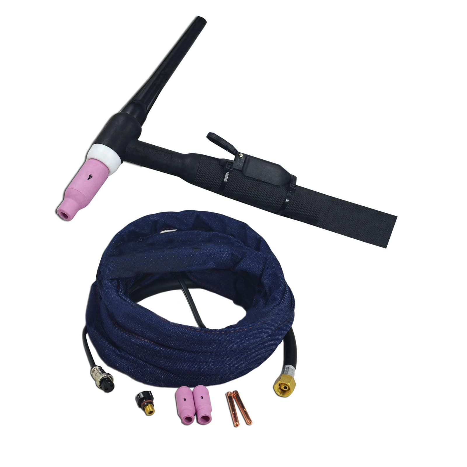 WP-17 SR-17 TIG Welding Torch Complete 150Amp Air-Cooled Electric Cable Wire 10mm² Connector M16*1.5 2pins Plug DKJ10-25mm 3.8 Meters