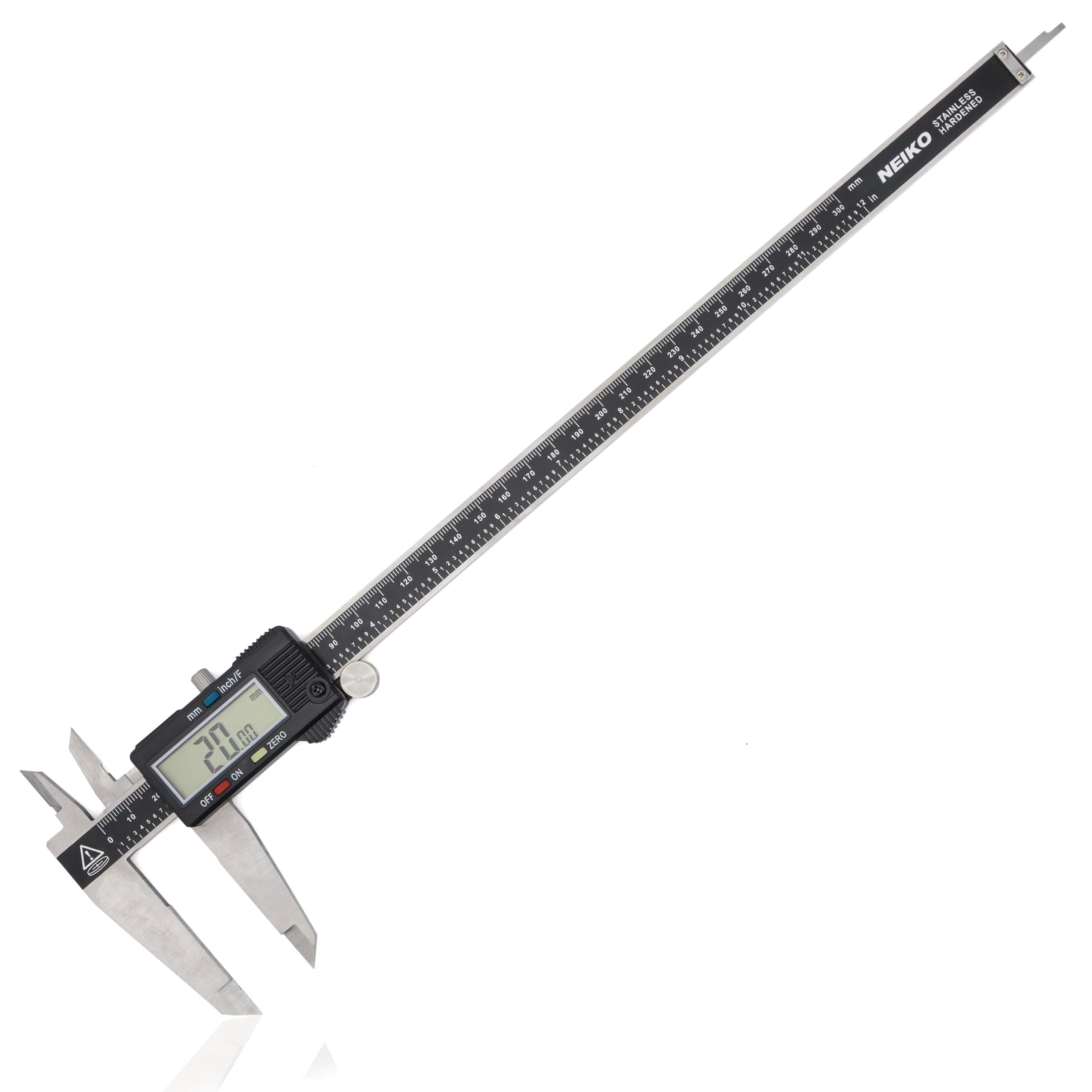 NEIKO 01409A 12” Electronic Digital Caliper | Extra Large Display | 0-12 Inches | Inch/Fractions/Millimeter Conversion | Polished Stainless Steel