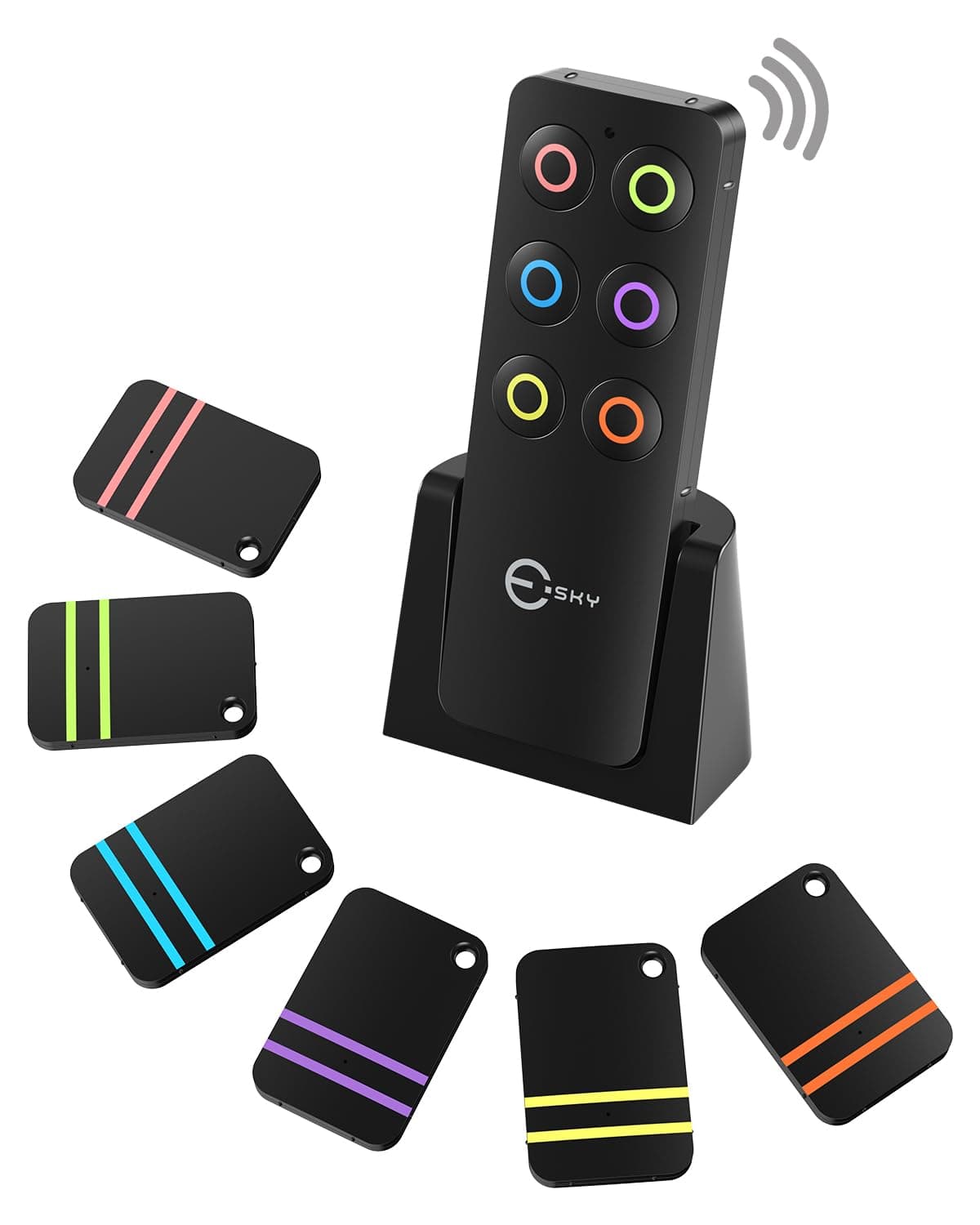 Key Finder, Wireless RF Item Locator Item Tracker Support Remote Control,1 RF Transmitter and 6 Receivers - Wireless Key RF Locator, Pet Tracker Wallet Tracker