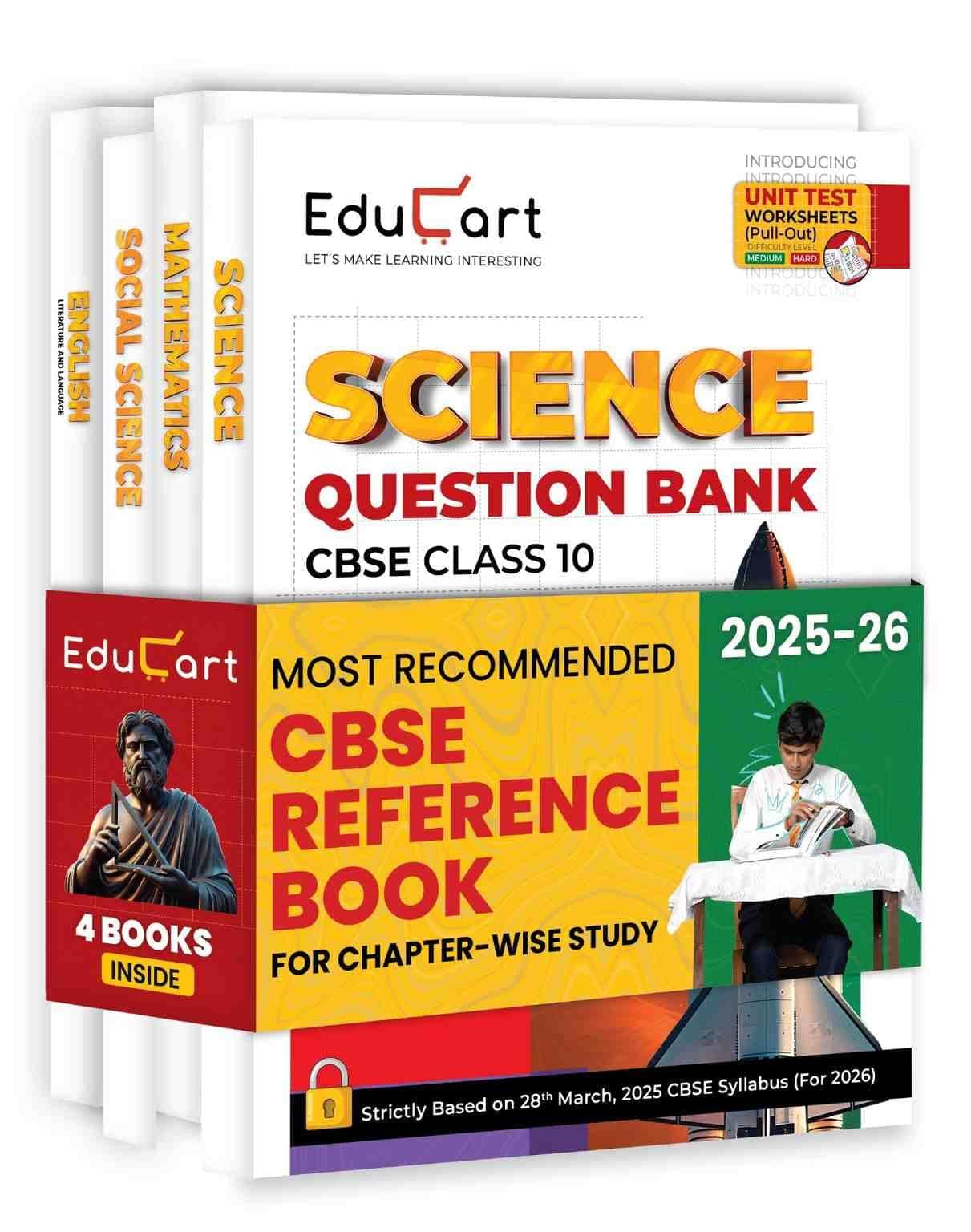 Educart Cbse Class 10 Question Bank Science, Mathematics, Social Science & English 2025-26 Bundle
