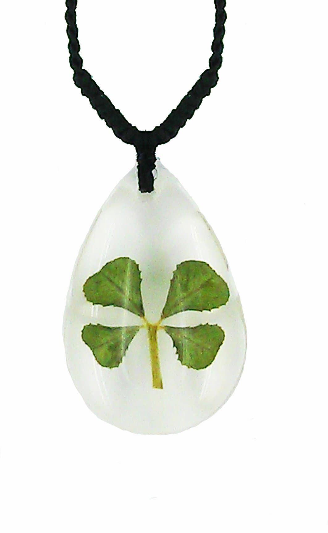Celtic Lucky Real 4 Four Leaf Clover Clear Good Luck Pendant Necklace with Gift Box & Guarantee