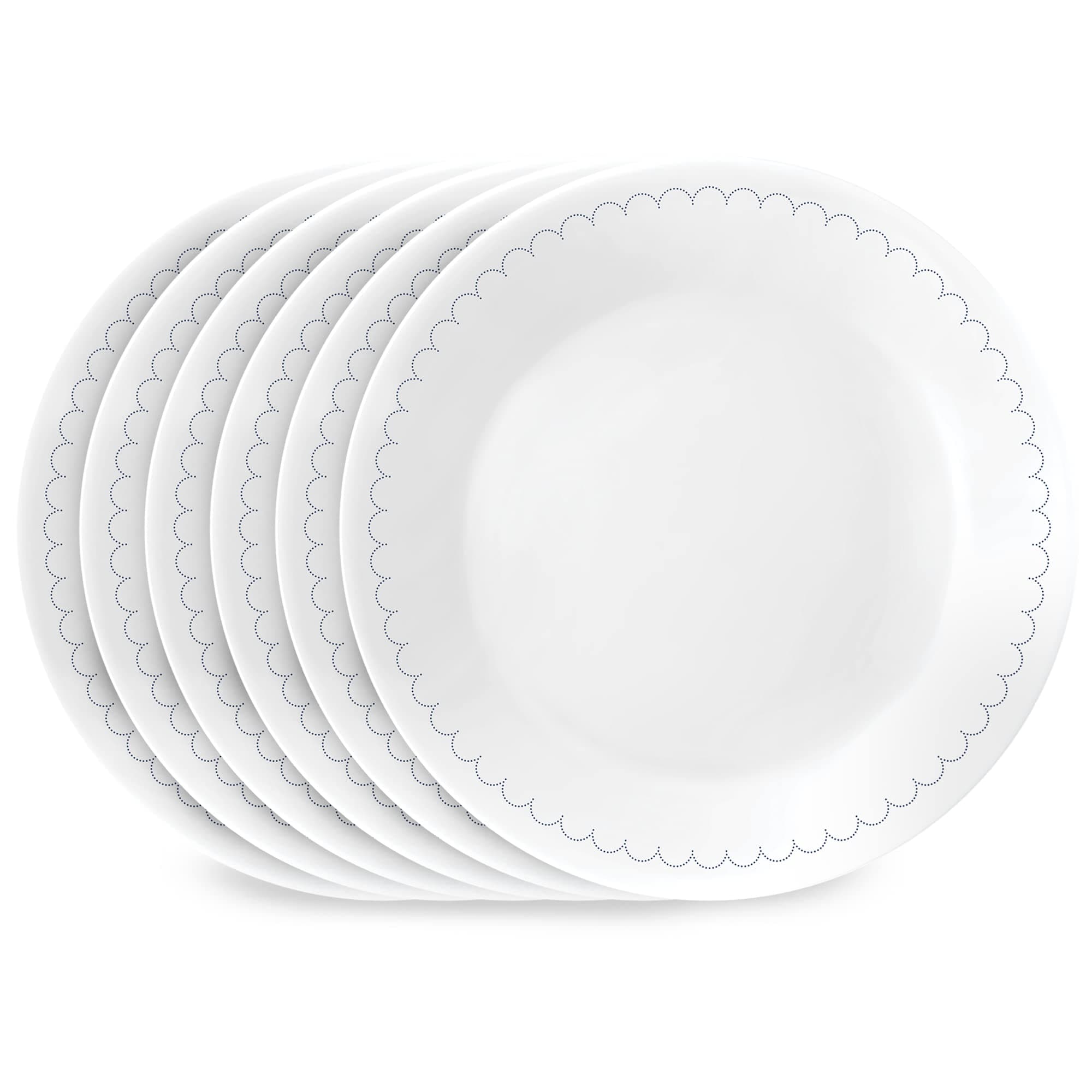 6-Piece 6.75" Appetizer Round Plates, Vitrelle Triple Layer Glass, Lightweight Round Plates, Dessert Plates, Chip and Scratch Resistant, Microwave and Dishwasher Safe, Caspian
