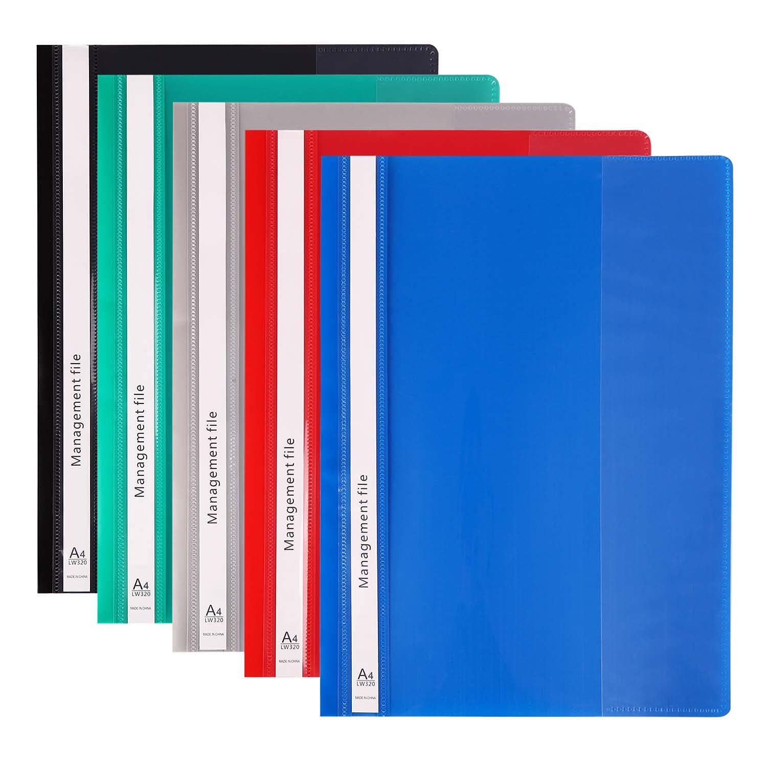 A4 Project Folder (5 Colour, Pack of 30) Plastic Report Files 2 Prong, A4 Report Project Document File Folders, Presentation Project Folder for Office School