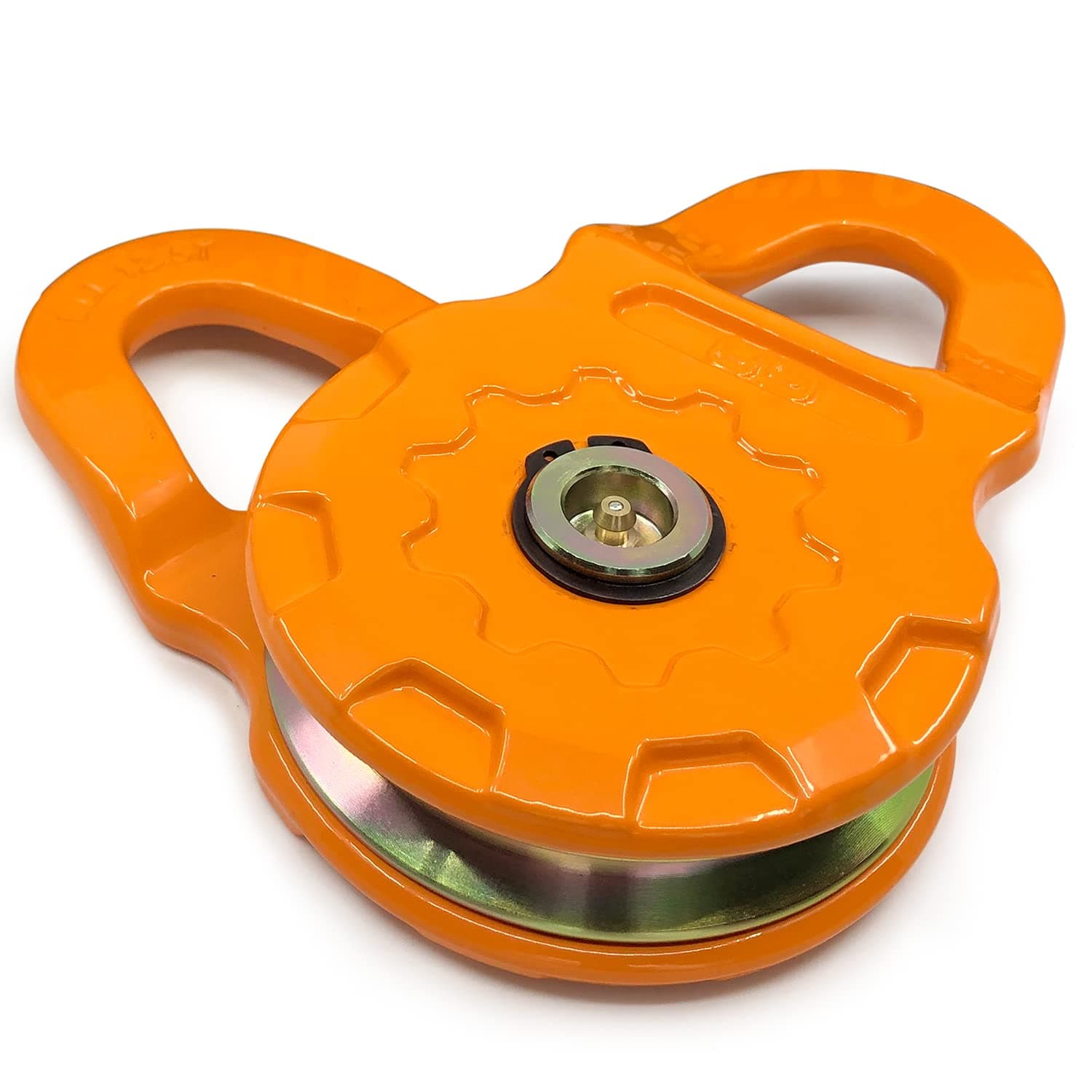GearAmerica Mega Snatch Block Pulley, 25T (25,000 Lbs) Heavy Duty Winch Pulley for Synthetic Rope or Steel Cable, Double Winch Pulling Power, Off-Road Control Recovery Direction - 1 Pack, Orange