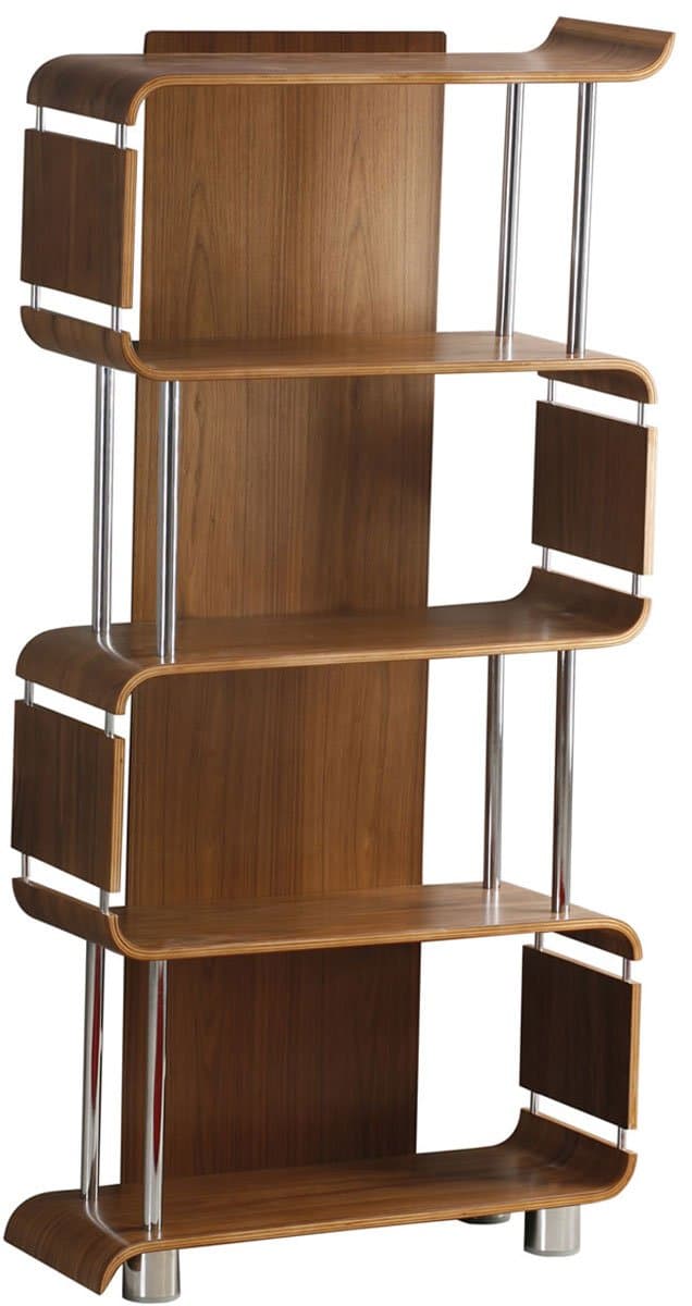 Jual Bali Walnut Bookshelf with Chrome Supports