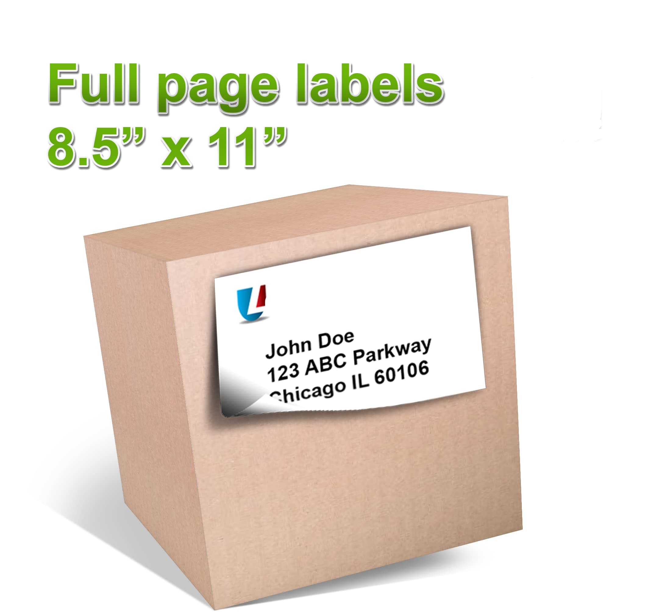 200 Universal Labels® Full Page Labels, 8.5" X 11" Label, Vertical Slitted on Back - Smooth Peeling