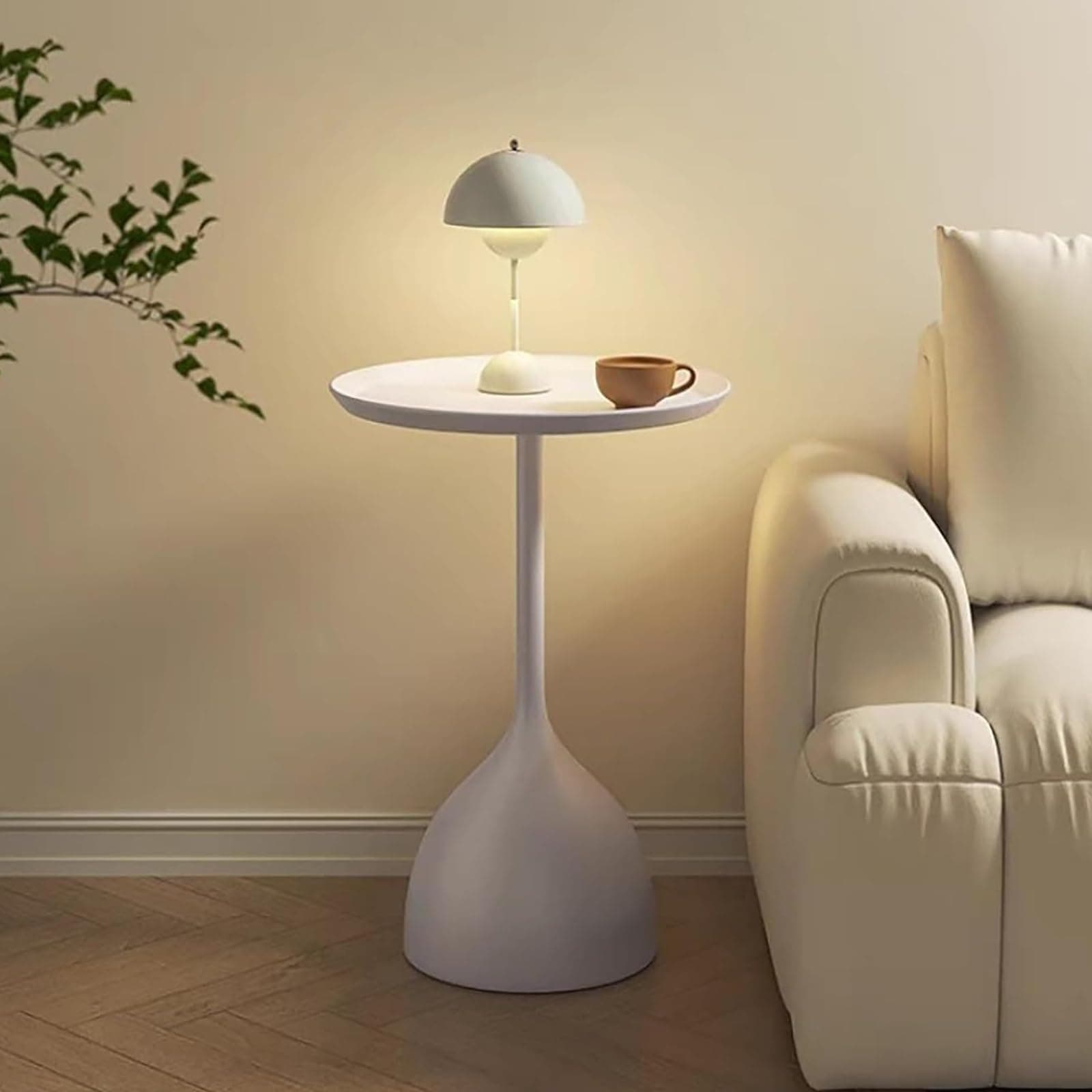 VUCATIN Side Tables for Home, Bedside Table Small Side Sofa Tables, Glossy End Tables for Small Space, Anti-Rust Waterproof Bedside Furniture for Living Room Bedroom Balcony Office (B/white)