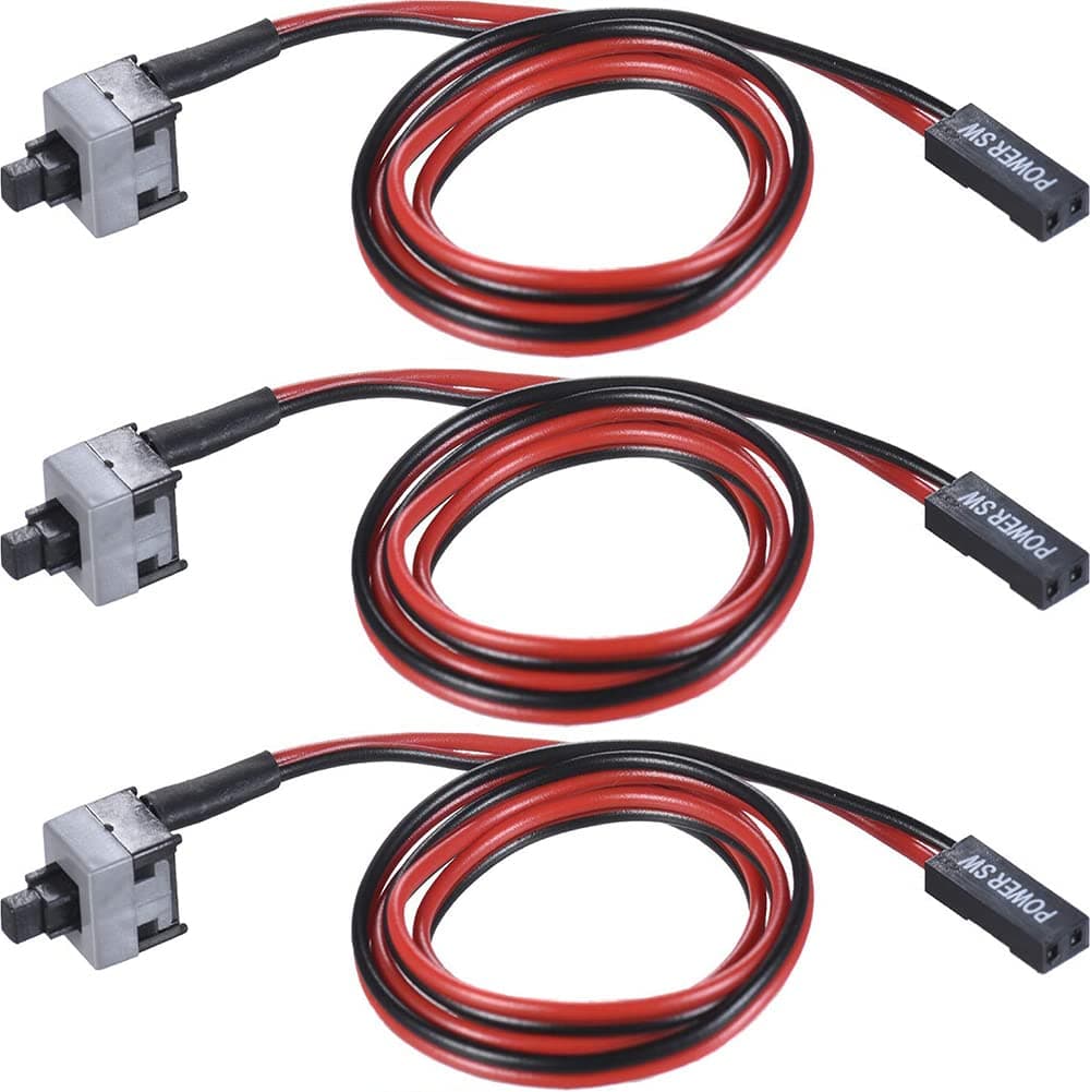 3 Pack 2 Pin SW PC Desktop Power Cable On/Off Push Button ATX Computer Switch Cord 50CM