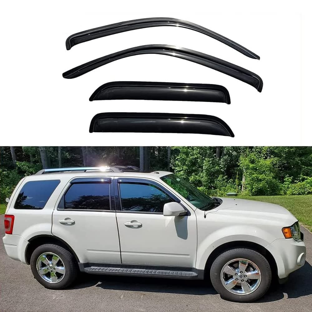 Kucaruce Original Ventvisor 4pcs Vent Shade Window Visors, Out-Channel Tape-On Rain Deflector Guards Set, Compatible with 2001-2012 Escape 2008-2011 Tribute 2005-2011 Mariner 94059