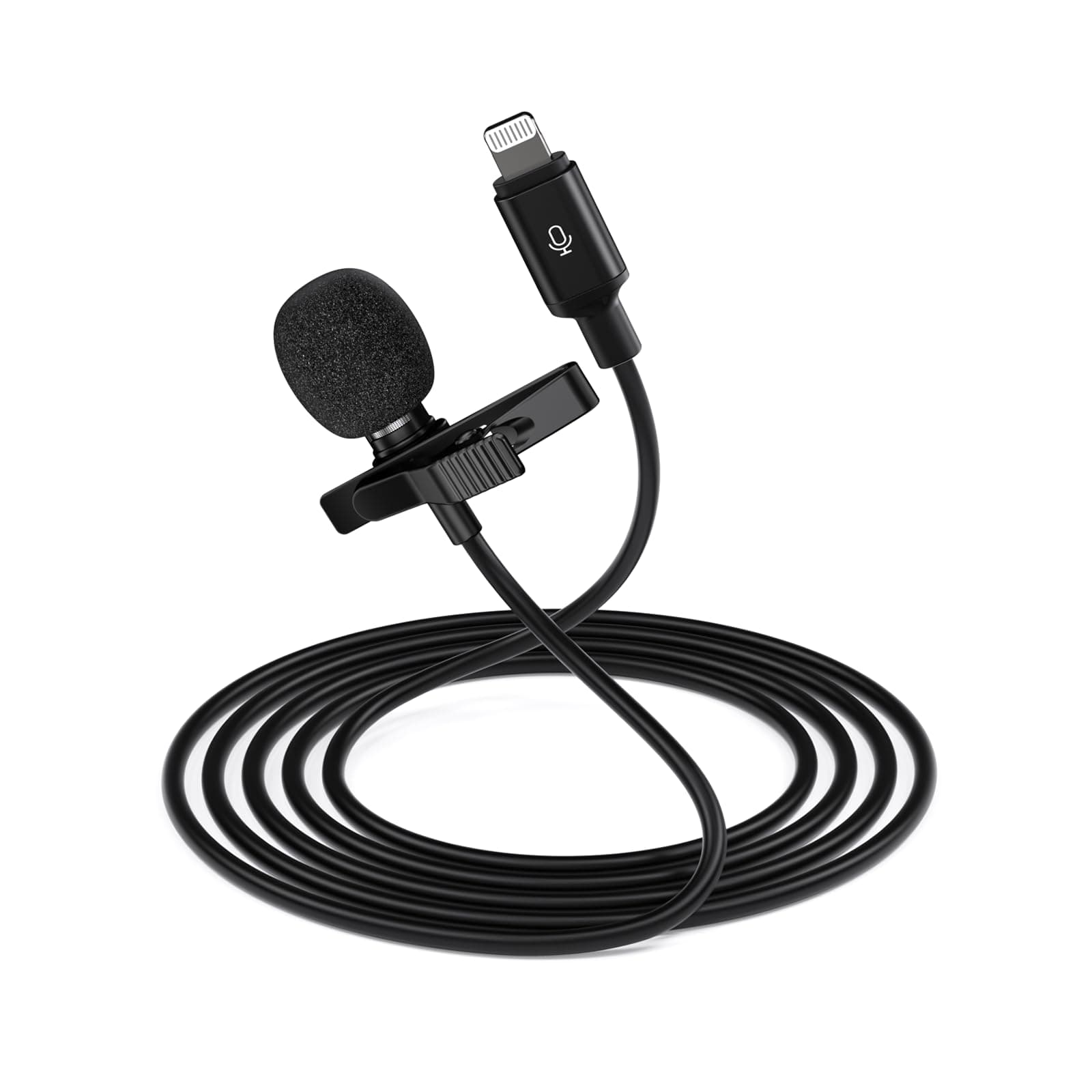 ttstar Wired Lavalier Microphone for iPhone Video Recording with 9.84ft Long Cord Omni Lav Mic Plug & Play for YouTube Vlogging