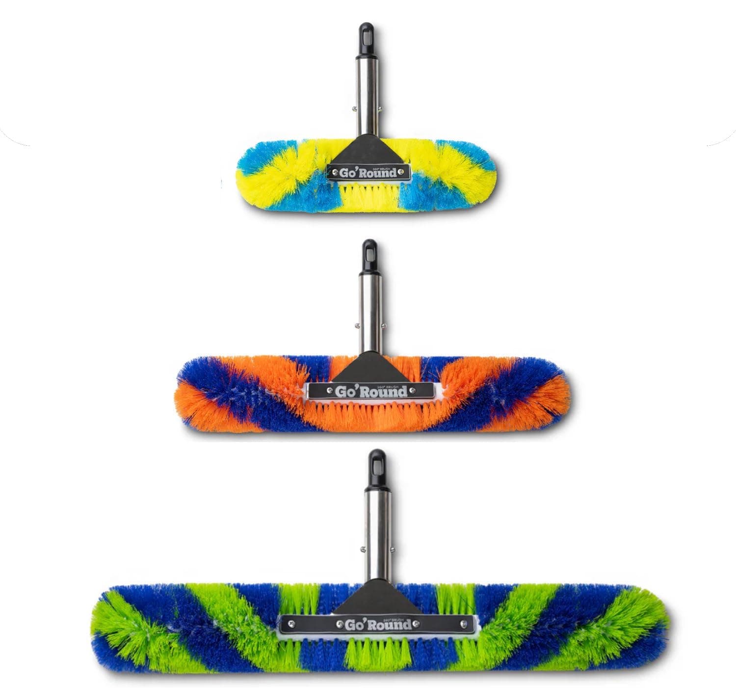 - GoRound 360 Pool Brush, 360 Degree Bristles, 3 Pack with 12 Inch, 18 Inch, and 24 Inch Brushes (3 Pack)