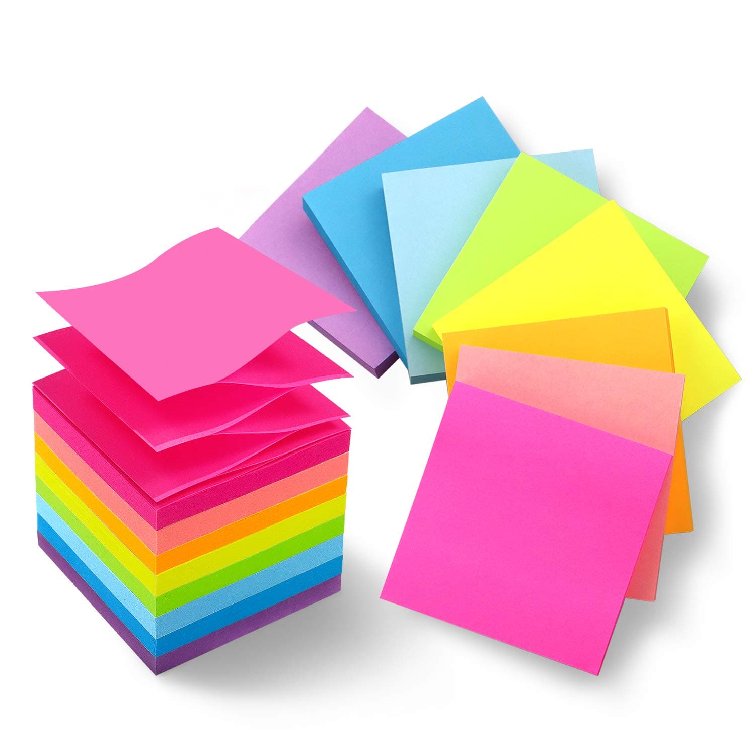 Phthdoty 8 Pads Pop Up Sticky Notes 3x3 Refills Bright Colors Self-Stick Note...