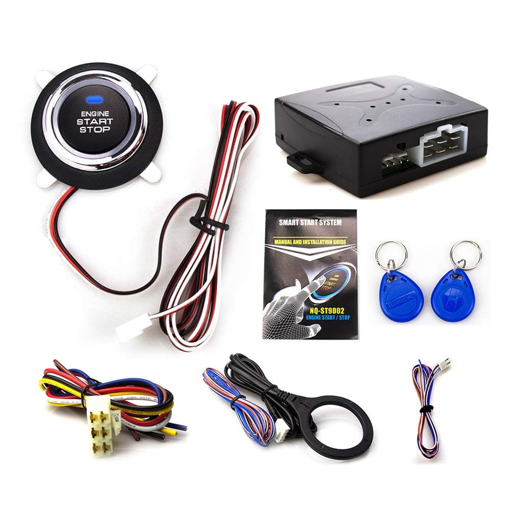 EUNAVI Push Start Ignition Kit, Smart RFID Car Alarm System，Transponder Immobilizer Keyless in, Fits for 12v Cars Carsmate