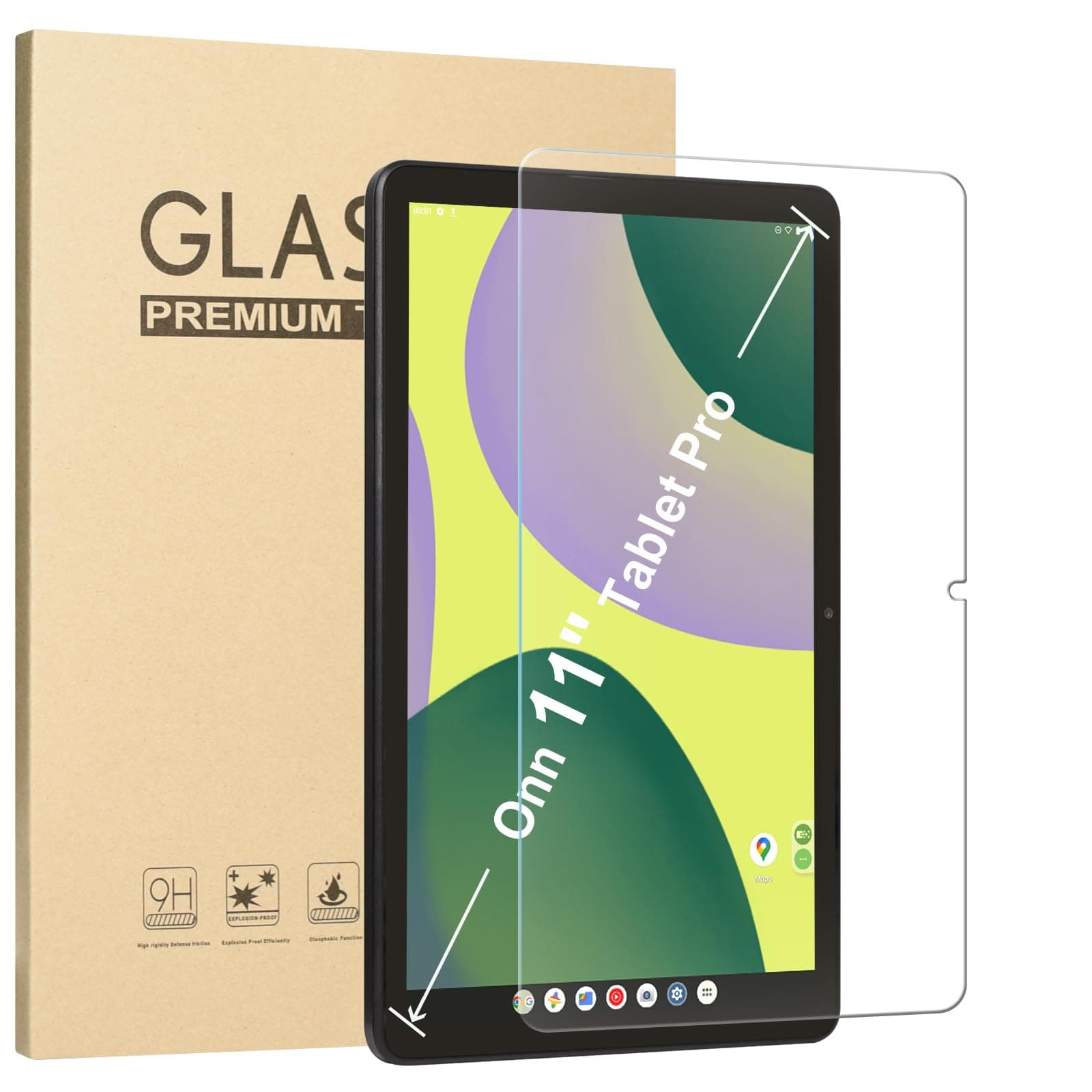 DMLuna [1-Pack] Screen Protector for Onn 11" Tablet Pro 2023 (Model: 100110027) ONLY - (NOT FIT Onn 10.1/10.4 inch Tablet Pro), HD Tempered Glass Anti-Fingerprints Bubble-Free Easy Installation 9H Hardness