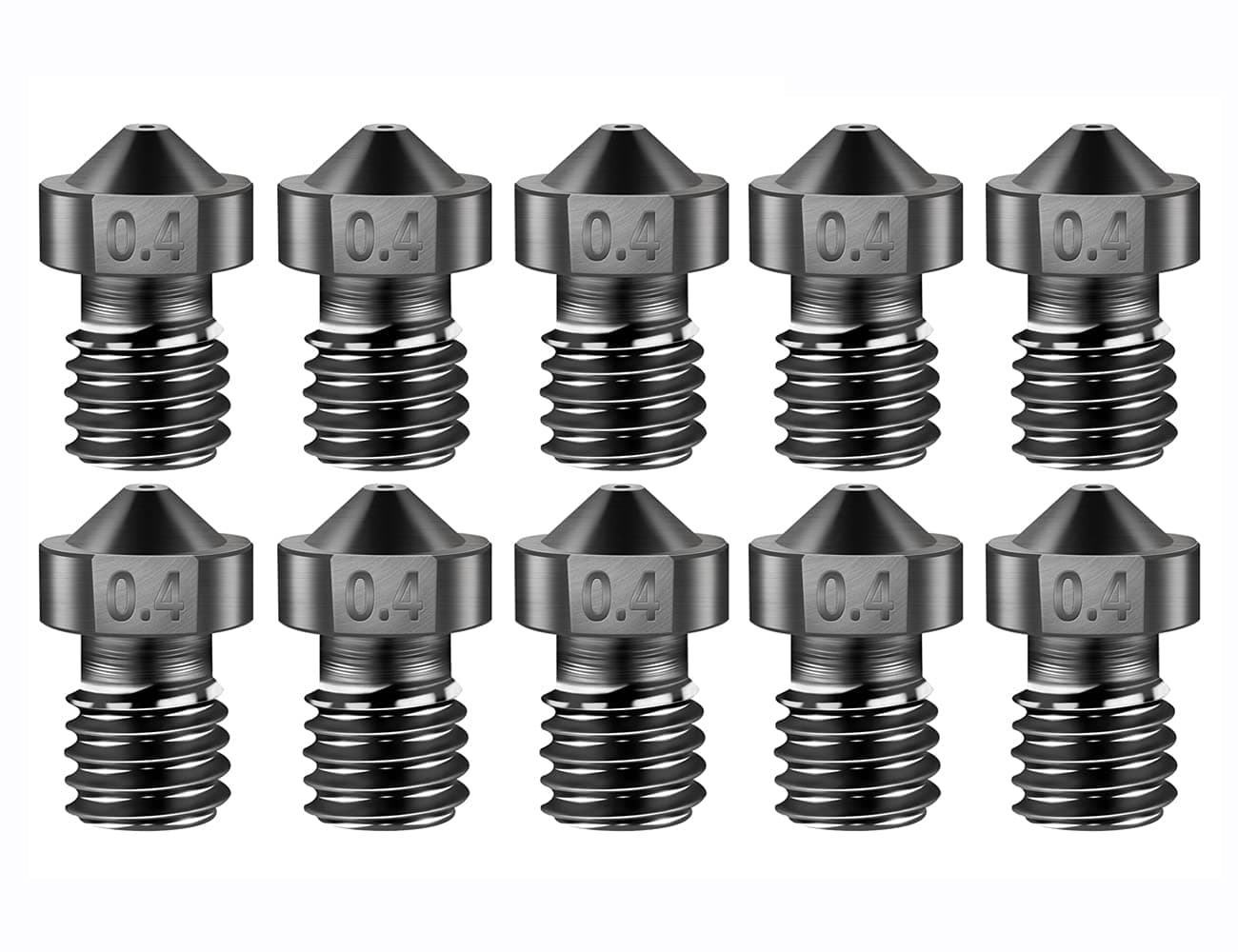 Iverntech10 pcs Extruder Nozzles for V6 3D Printer High Temperature Hardened Steel Nozzle 0.4mm/1.75mm, Compatible with Makerbot, Prusa i3, Anet8,E3D