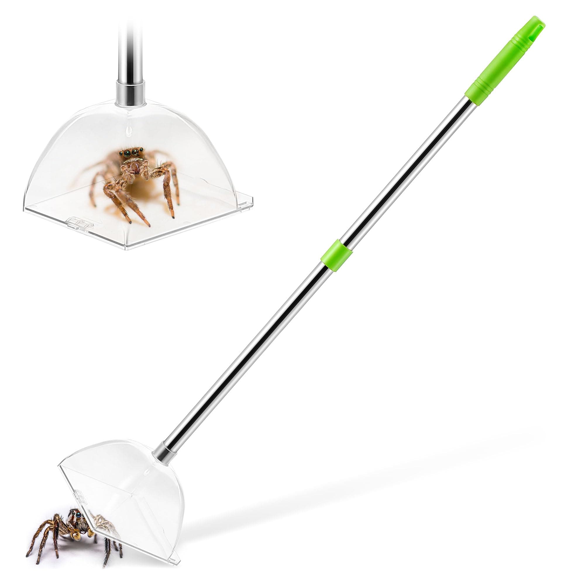 Saillong 1 Pack Large Spider Catcher with 31'' Long Handle, Contactless Spider Grabber Removes Release Spiders and Flies for Indoor use, Bug Container for Safely Capturing Spiders