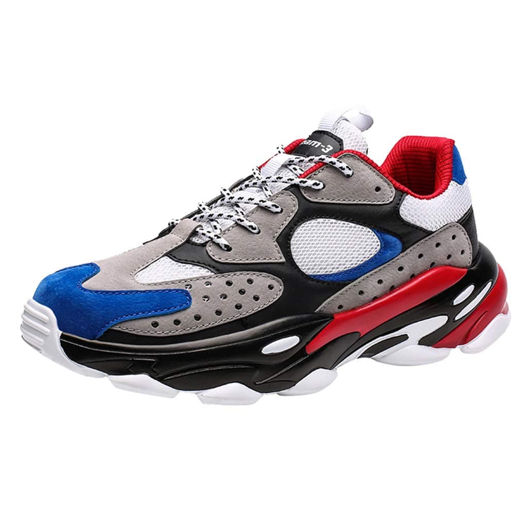 Causal Chunky Sneakers Men, 【Mesh Breathable Thick Sole Arch Support 】 Shoelaces Non-Slip Snekers for Trail Running Gym Walking