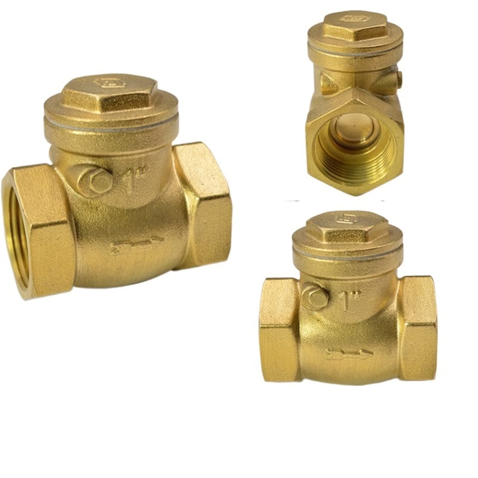 Ubervia® Ball Valves, Thread Swing Check Valve Brass High Pressure Water Pipe Check (Size : 1")