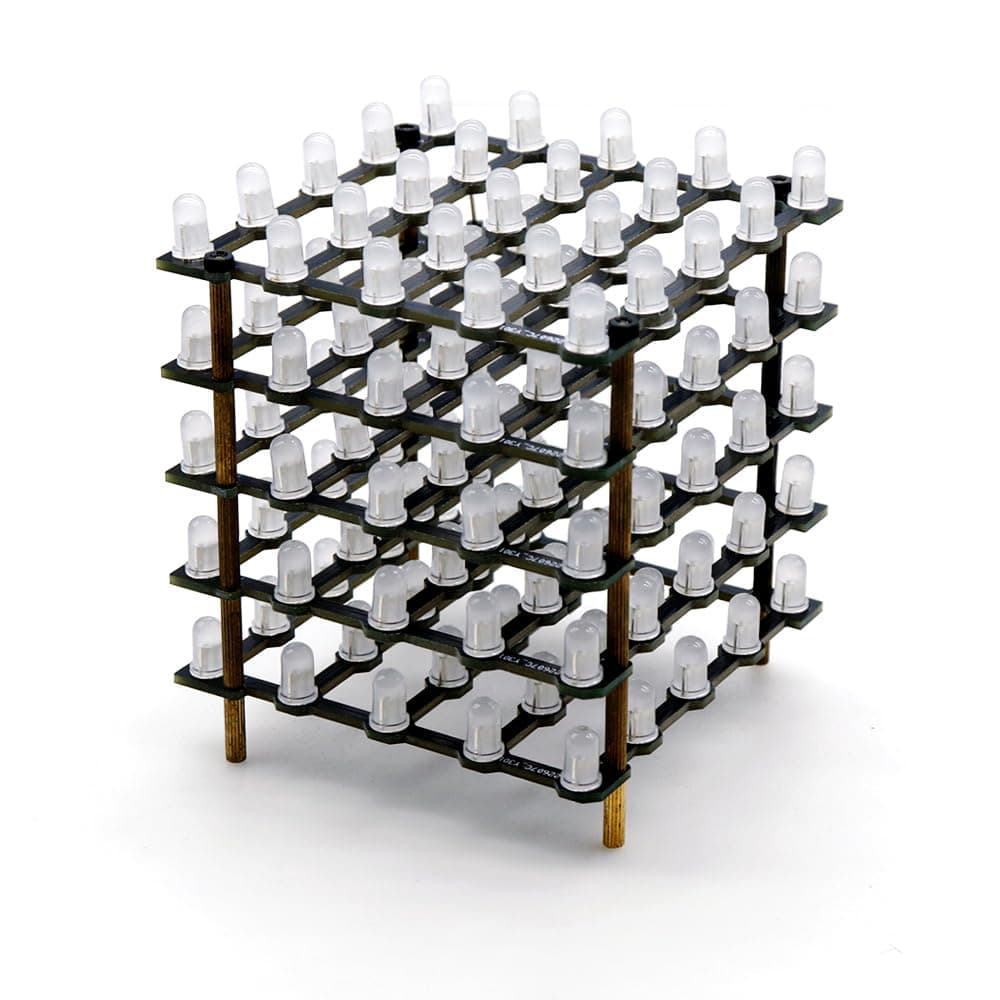 Treedix Led Cube Light DIY Kit 5mm RGB LED Light Board Squared LED Digital Individually Addressable 5X5X5 Electronic for Teenagers Learning Compatible with Arduino and Raspberry Pi