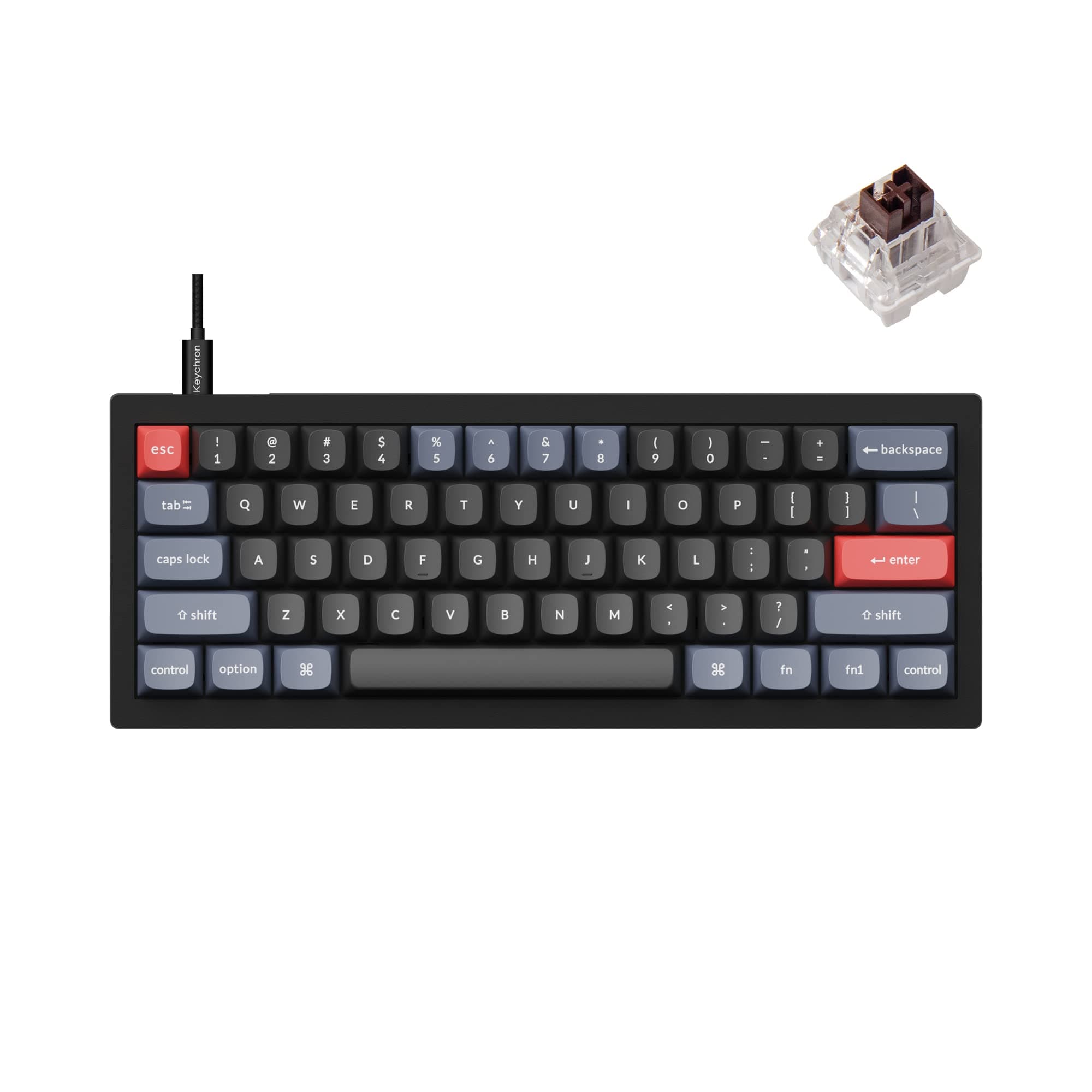 Keychron V4 Wired Custom Mechanical Keyboard, 60% Layout QMK/VIA Programmable with Hot-swappable Keychron K Pro Brown Switch Compatible with Mac Windows Linux Carbon Black (Non-Transparent)