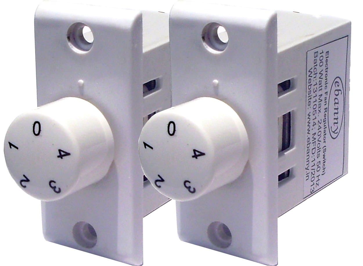 eBanny Plastic Electronic Fan Regulator (24 x 57 x 38 mm, White) - Set of 2