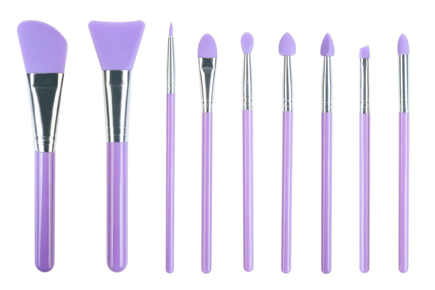 LORMAY 9 Pcs Silicone Makeup Brush Set: Applicator for Face Mask, Eyeliner, Eyebrow, Eye Shadow, Lip Makeup and UV Epoxy Resin (Purple)
