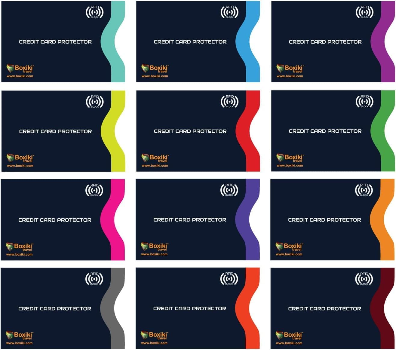 RFID Blocking Sleeves 12 Pack - Color Coded Credit Card Protector Sleeves for Identity Theft Prevention, Military-Grade RFID Card Holder Set, Slim Waterproof Credit Card Sleeves for Wallet