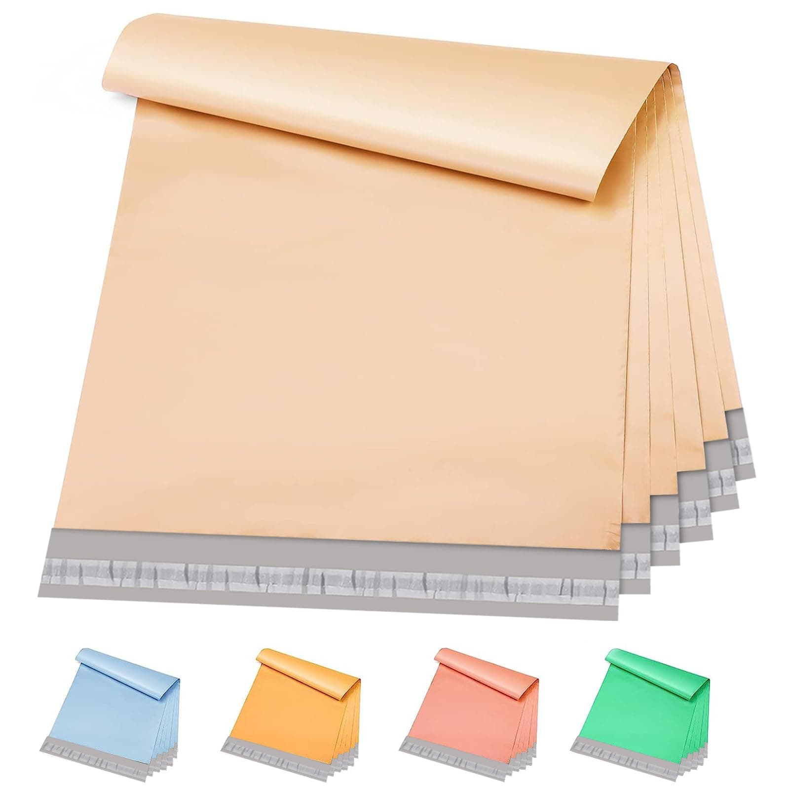 Metronic Poly Mailers 14.5x19 100 Pcs | Medium Size Shipping Bags for Clothes | Large Poly Mailer Bags, Shipping Envelopes, Mailing Bags for Small Business, Strong Adhensive Poly Bags Champagne